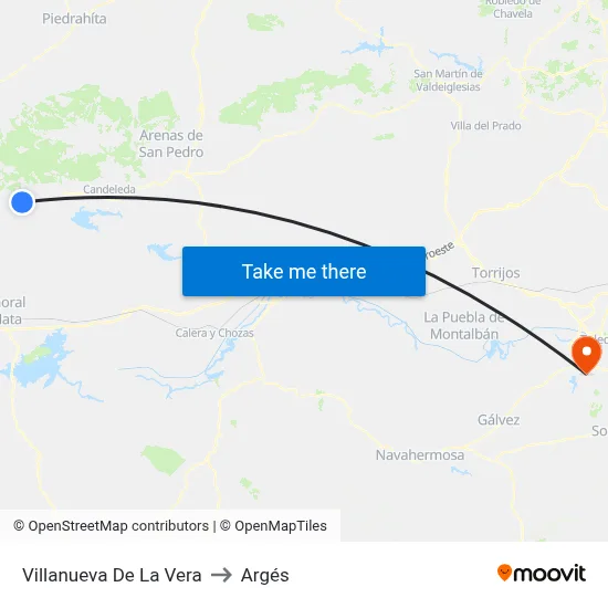 Villanueva De La Vera to Argés map