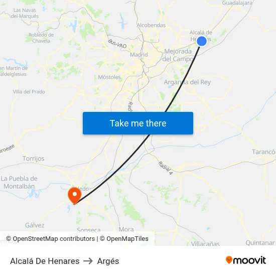 Alcalá De Henares to Argés map