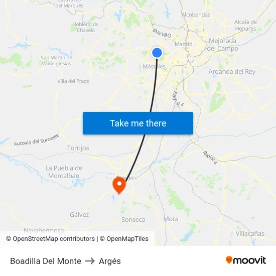 Boadilla Del Monte to Argés map