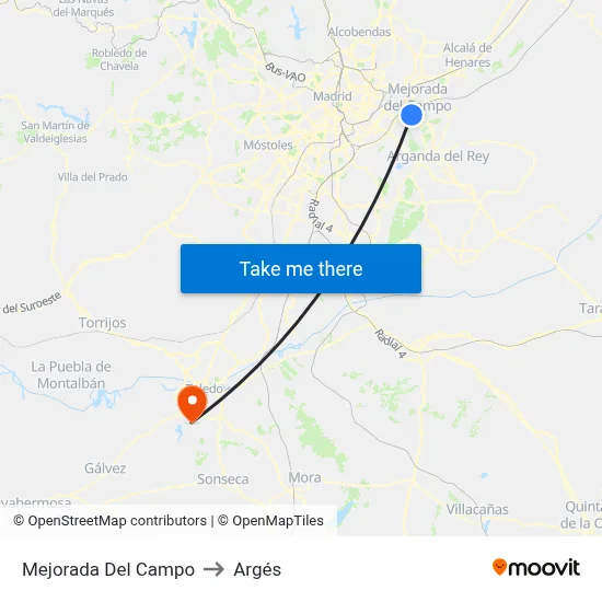 Mejorada Del Campo to Argés map