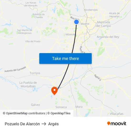 Pozuelo De Alarcón to Argés map