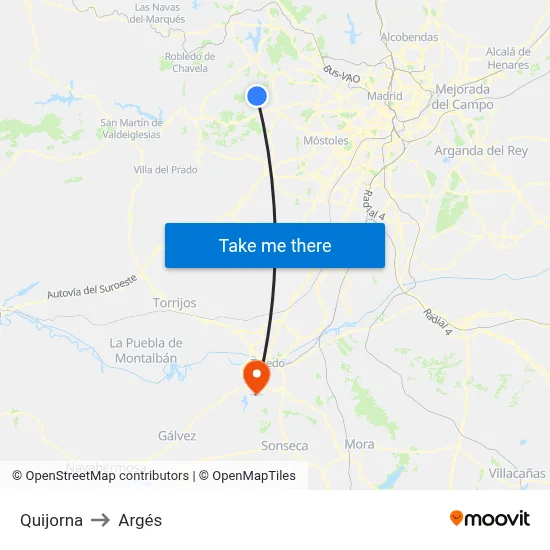 Quijorna to Argés map