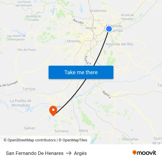 San Fernando De Henares to Argés map