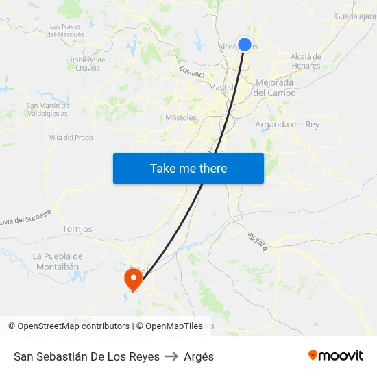 San Sebastián De Los Reyes to Argés map
