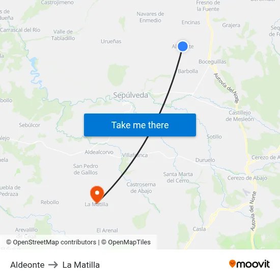 Aldeonte to La Matilla map