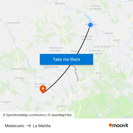 Maderuelo to La Matilla map
