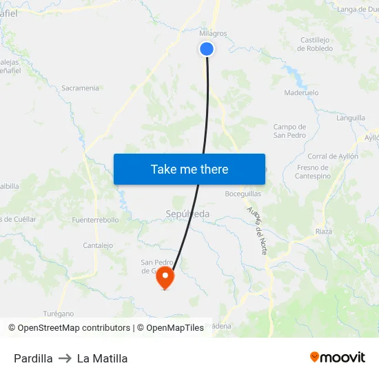 Pardilla to La Matilla map