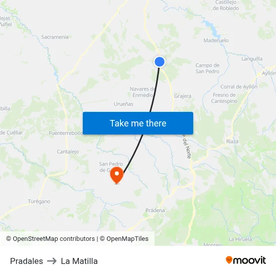 Pradales to La Matilla map
