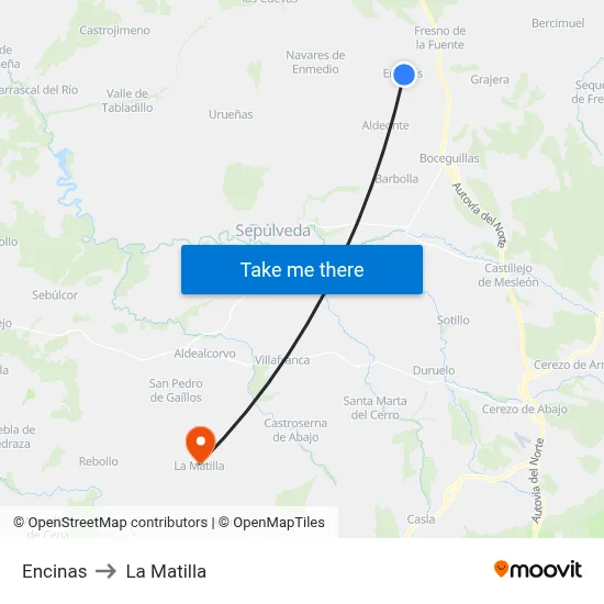 Encinas to La Matilla map