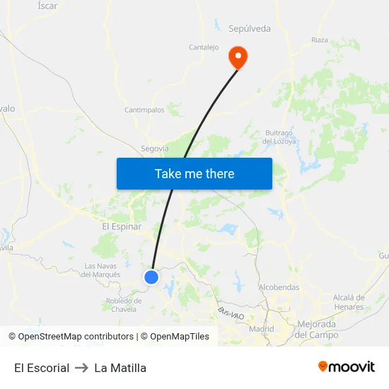 El Escorial to La Matilla map