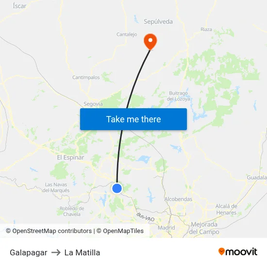 Galapagar to La Matilla map