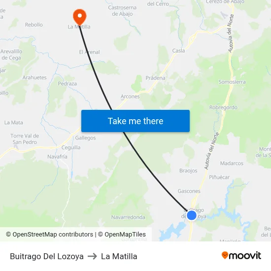 Buitrago Del Lozoya to La Matilla map