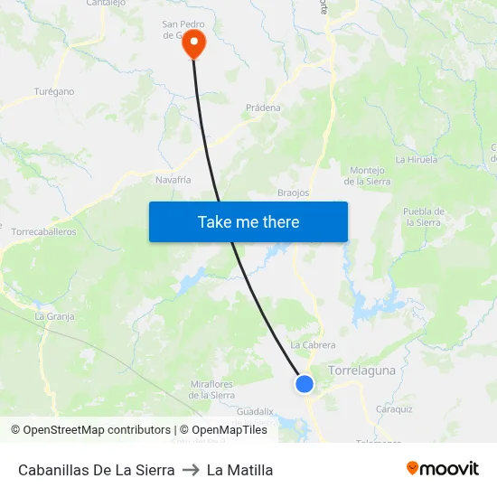 Cabanillas De La Sierra to La Matilla map