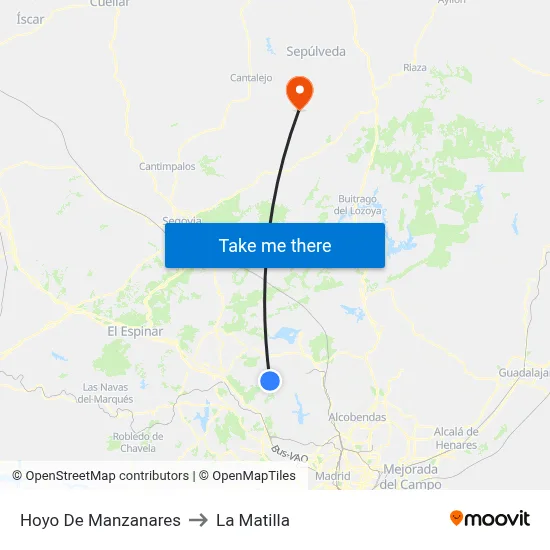 Hoyo De Manzanares to La Matilla map