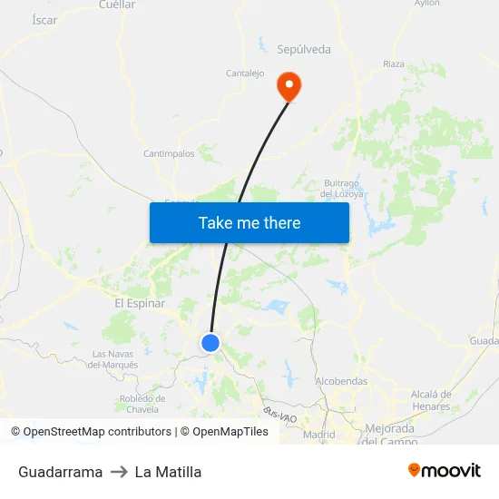 Guadarrama to La Matilla map