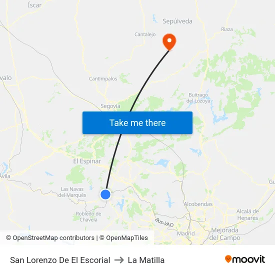 San Lorenzo De El Escorial to La Matilla map