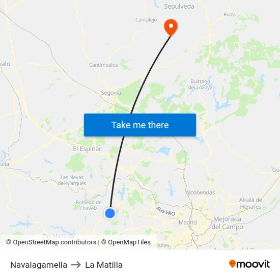 Navalagamella to La Matilla map