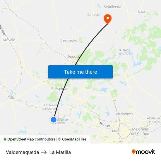 Valdemaqueda to La Matilla map
