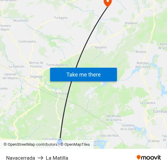 Navacerrada to La Matilla map