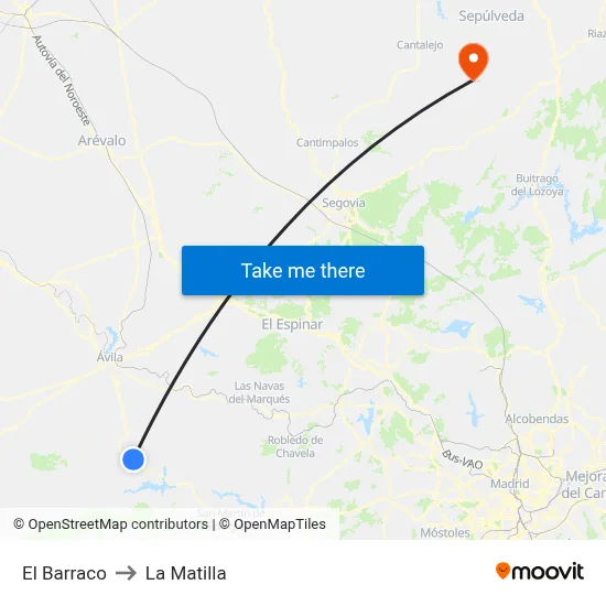 El Barraco to La Matilla map