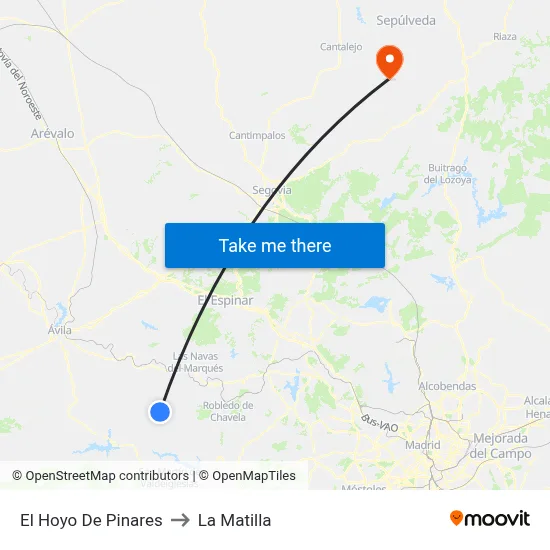 El Hoyo De Pinares to La Matilla map