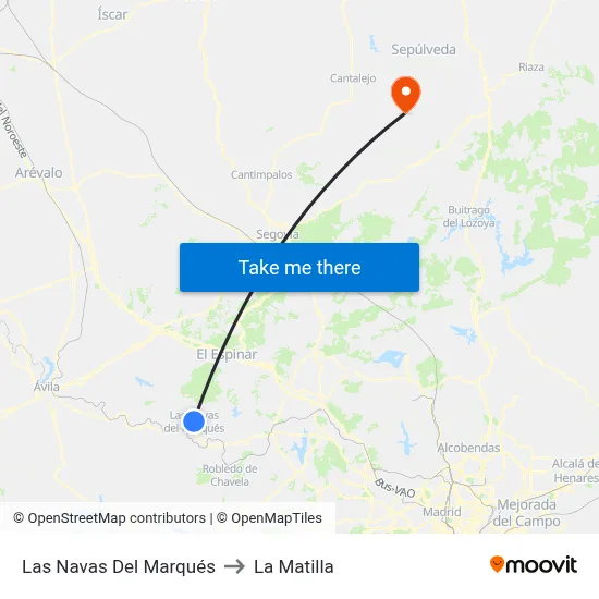 Las Navas Del Marqués to La Matilla map