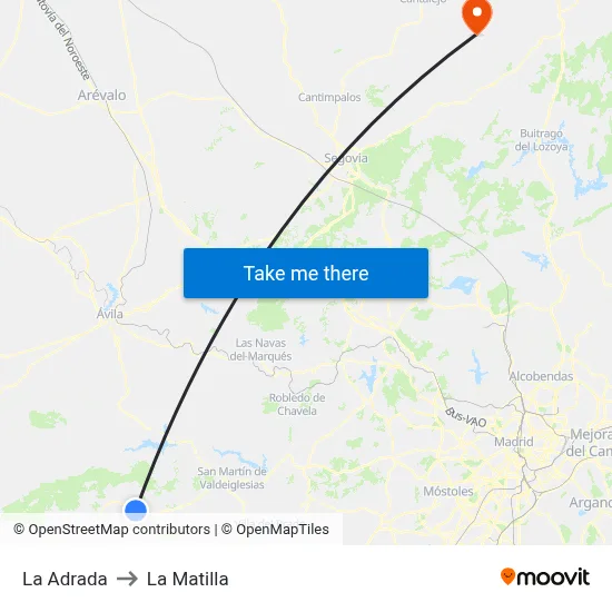 La Adrada to La Matilla map