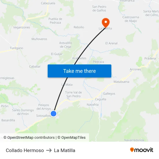 Collado Hermoso to La Matilla map
