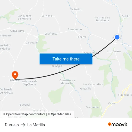 Duruelo to La Matilla map