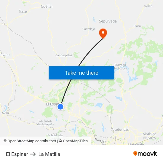 El Espinar to La Matilla map