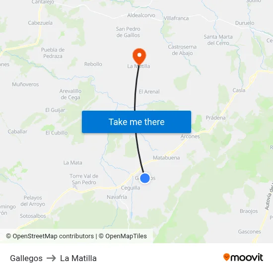 Gallegos to La Matilla map