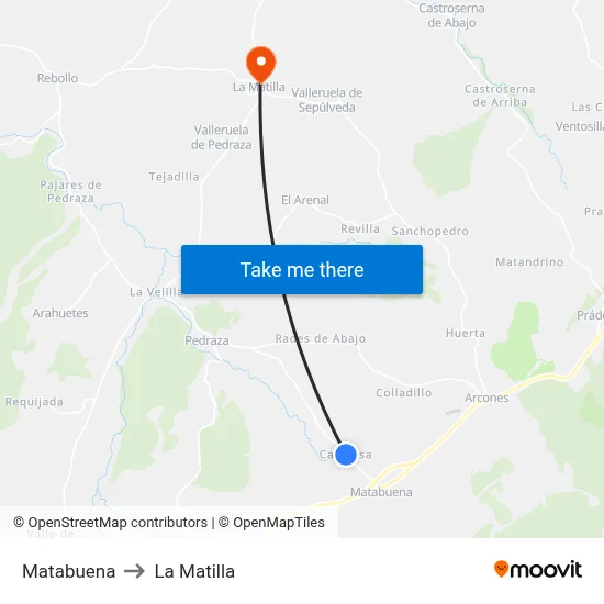 Matabuena to La Matilla map