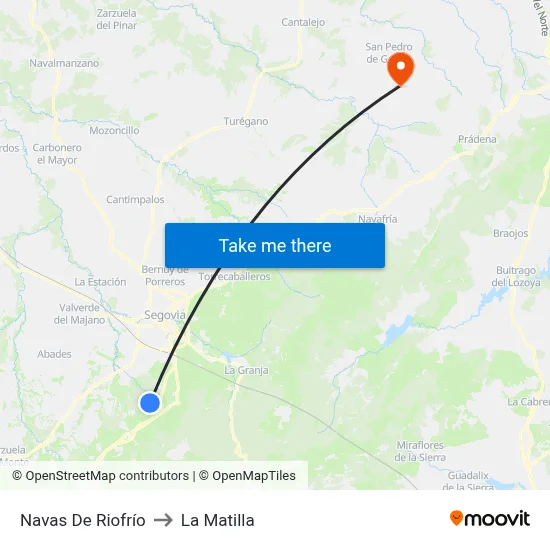 Navas De Riofrío to La Matilla map