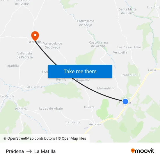 Prádena to La Matilla map