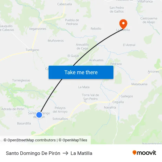 Santo Domingo De Pirón to La Matilla map