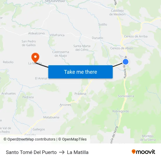 Santo Tomé Del Puerto to La Matilla map