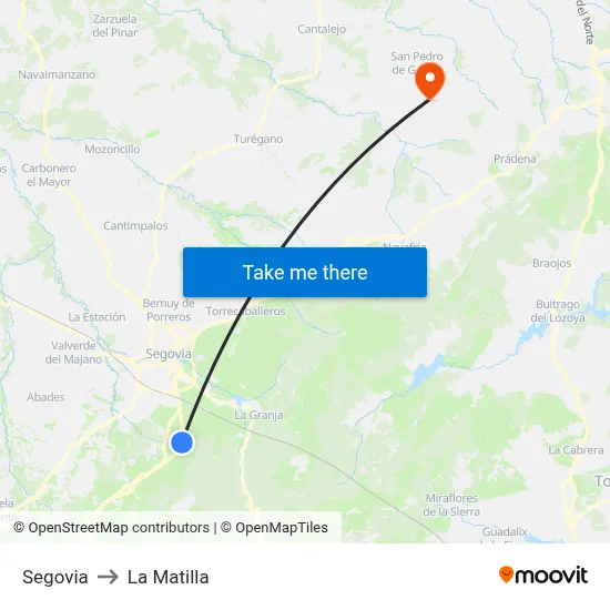 Segovia to La Matilla map