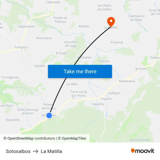 Sotosalbos to La Matilla map