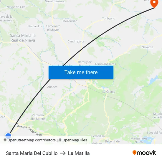 Santa María Del Cubillo to La Matilla map