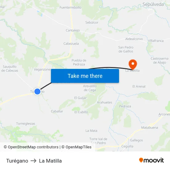 Turégano to La Matilla map