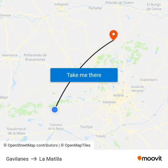 Gavilanes to La Matilla map