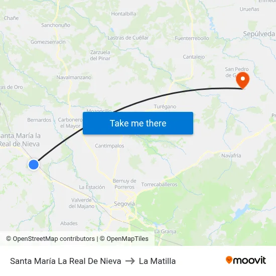 Santa María La Real De Nieva to La Matilla map