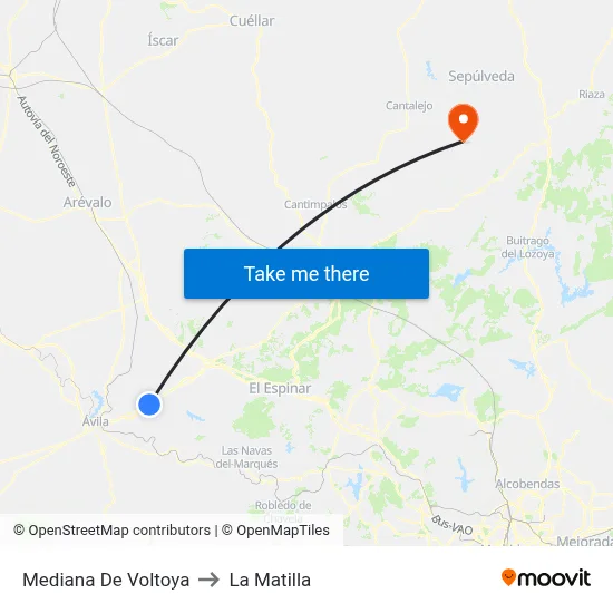 Mediana De Voltoya to La Matilla map