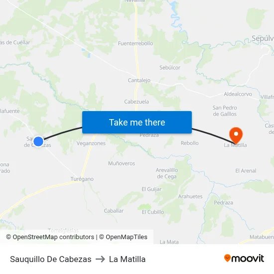 Sauquillo De Cabezas to La Matilla map