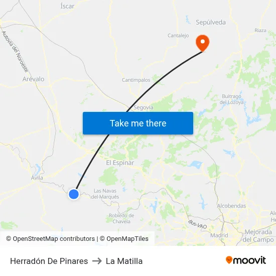 Herradón De Pinares to La Matilla map