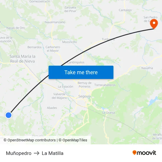 Muñopedro to La Matilla map