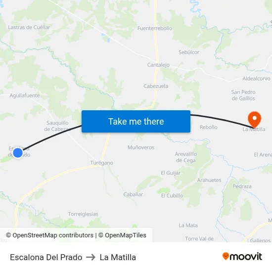 Escalona Del Prado to La Matilla map