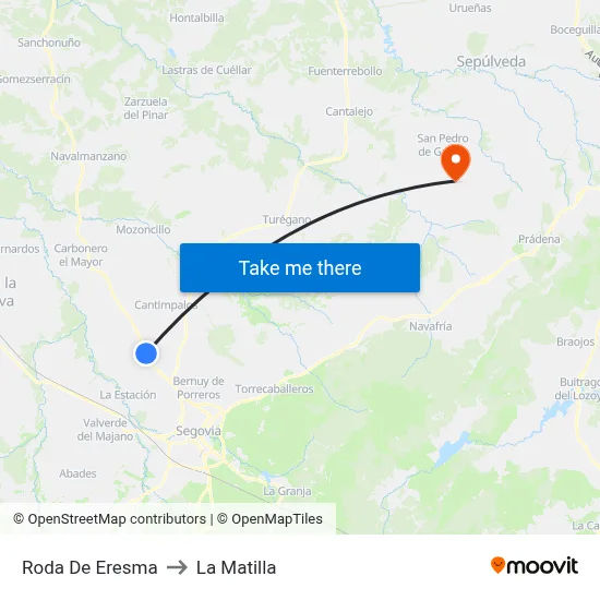 Roda De Eresma to La Matilla map