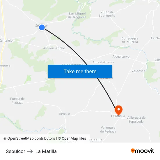 Sebúlcor to La Matilla map