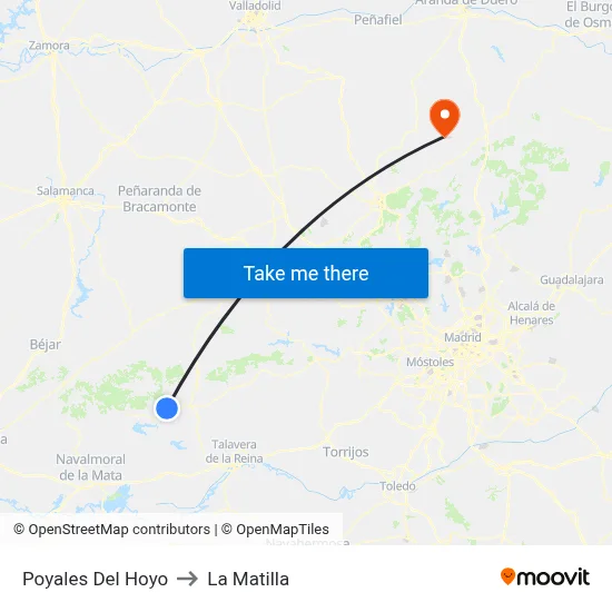 Poyales Del Hoyo to La Matilla map